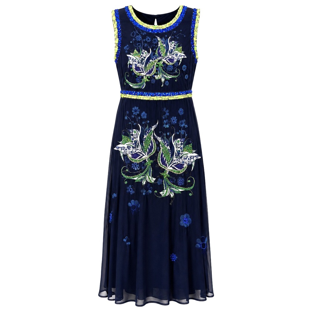 Cynthia Rowley Sirencore Celestial Midi Dress Womens 10 Beaded Embroidered Luxe - Picture 1 of 7
